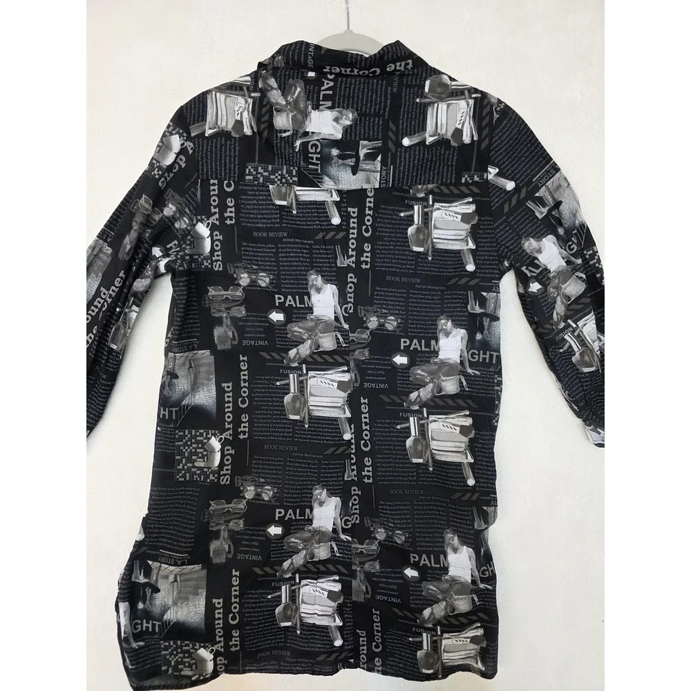 Moonlight‎ Y&S Fashion Design Dress Womens Medium Tunic Newspaper Shirt Tunic